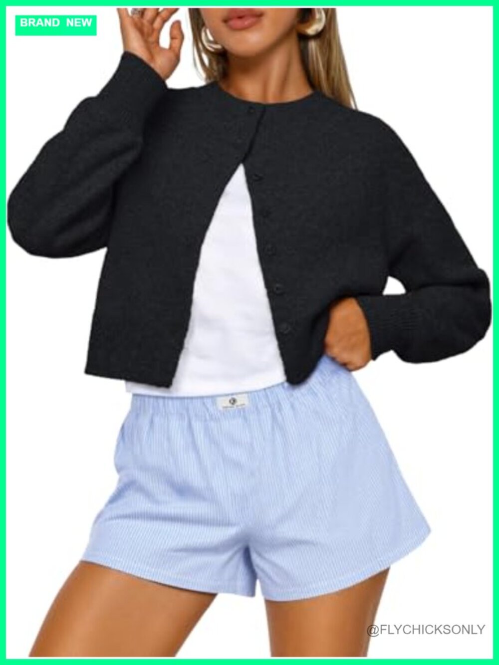 Cropped Cardigan Sweater Buttery Soft Knit Lightweight Cozy Womens